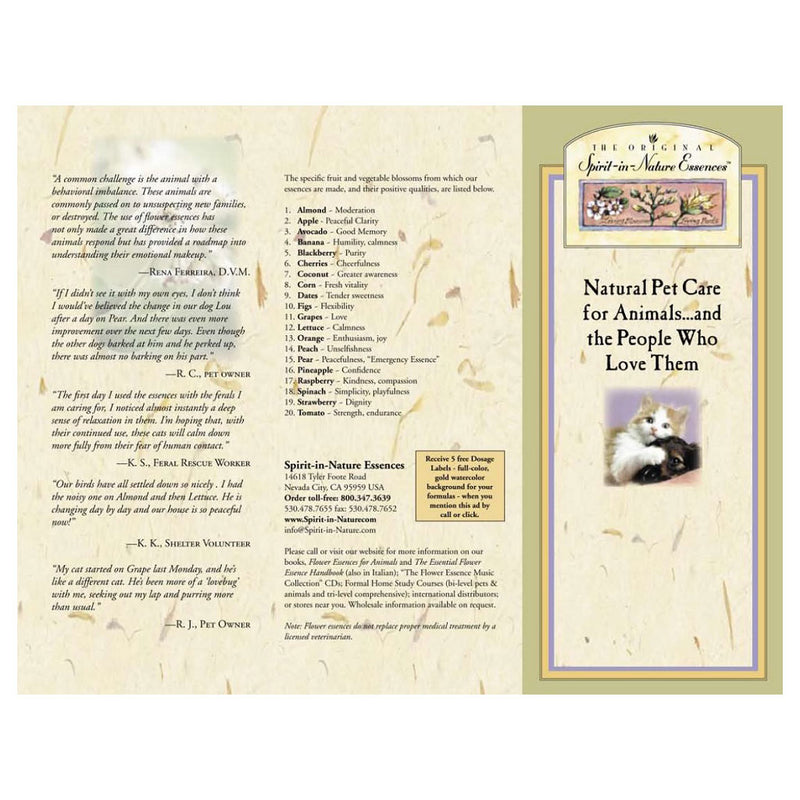 Downloadable PDF - Spirit-in-Nature Essences Brochure - for Pets